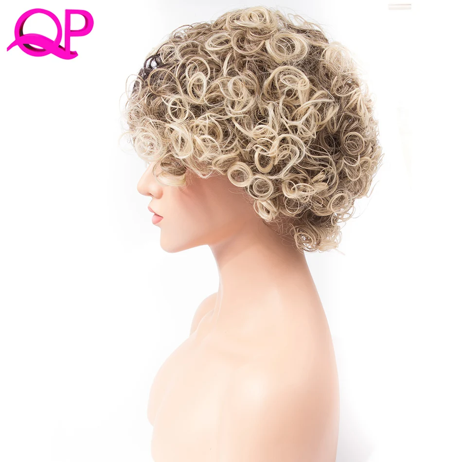 Qp Надувные вьющиеся волосы афроамериканские короткие парики для женщин 613