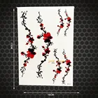 Горячая Мода цветение сливы временная татуировка боди-арт рукав флеш-Татуировка 21*15 см большой сексуальный красный цветок сакуры женский макияж Селфи