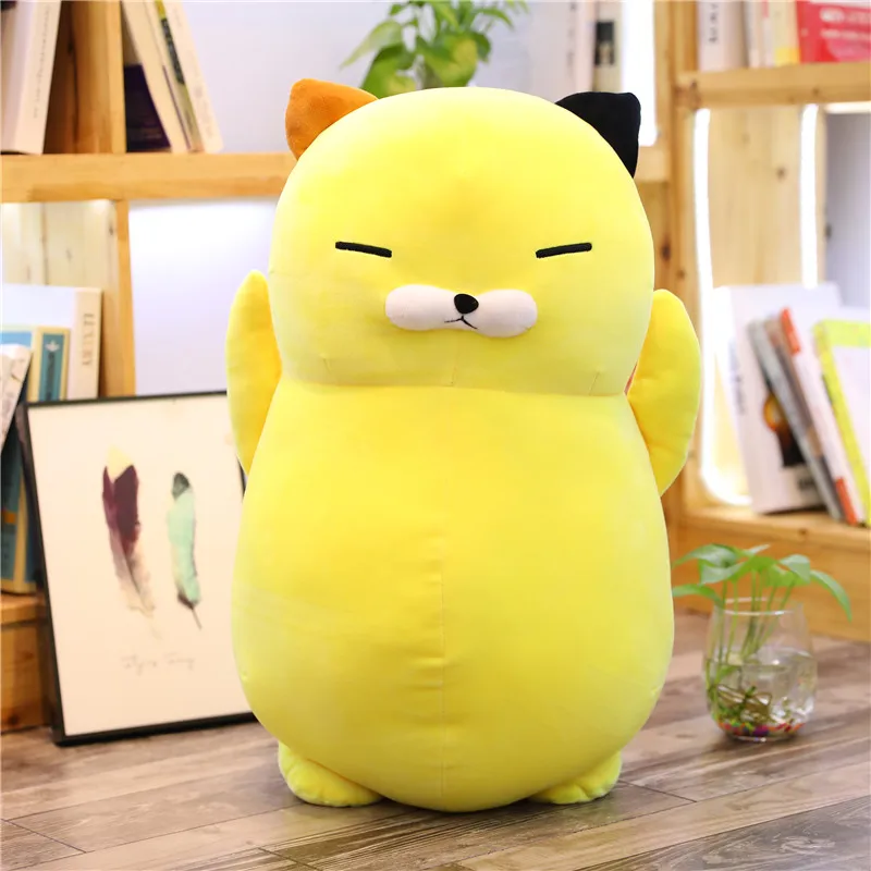 Цвет: желтый 60 см Kawaii мультфильм кошка Спящая Подушка Мягкая Плюшевая милая игрушка чучела Животные Детская кукла украшение Подушка подарок для девочки - Цвет: Цвет: желтый