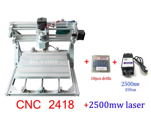 CNC 2418 GRBL управления Diy станок с ЧПУ, рабочая зона 24x18x4,5 см, 3 оси Pcb ПВХ фрезерный станок, древесины маршрутизатор, резьба гравер, v2.5 - Длина режущей кромки: with 2500mw laser