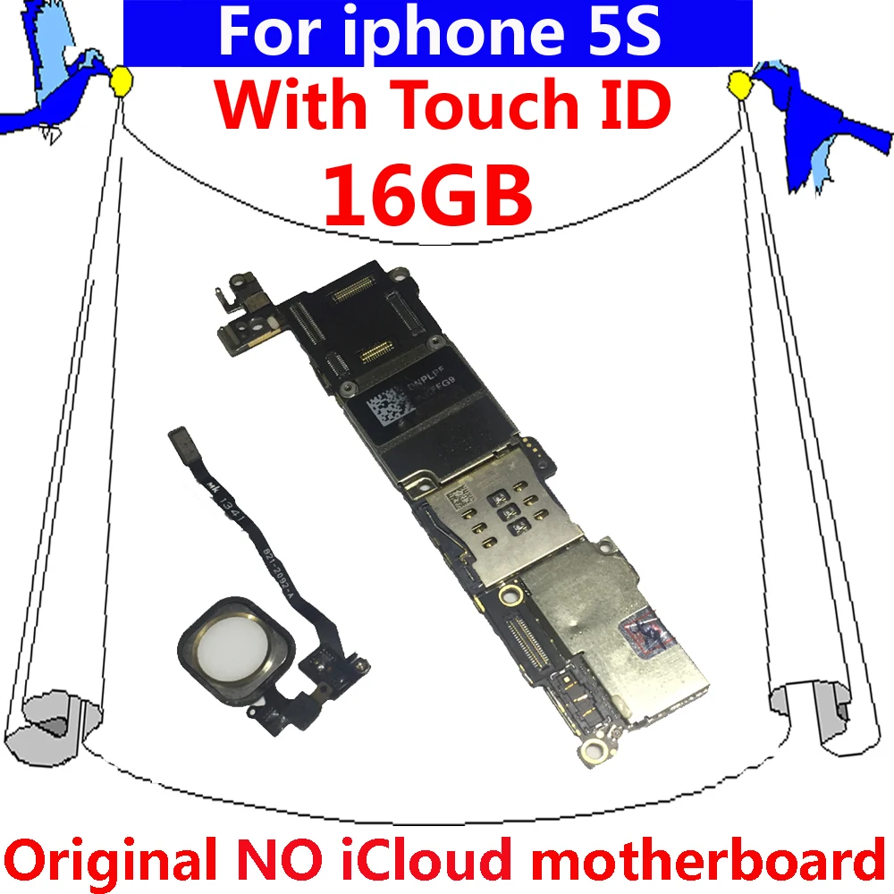 Для iphone 5S оригинальная материнская плата с/NO touch ID для 16 Гб Полная разблокировка IOS