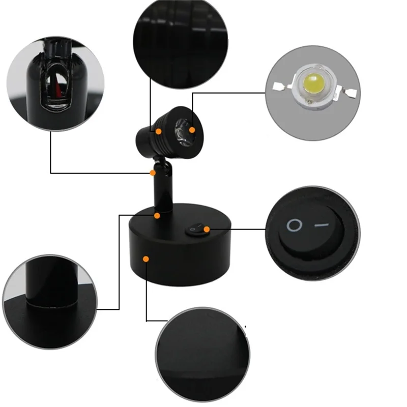 Светодиодный настольный светильник с выключателем 1 Вт 3 настенный для шкафа