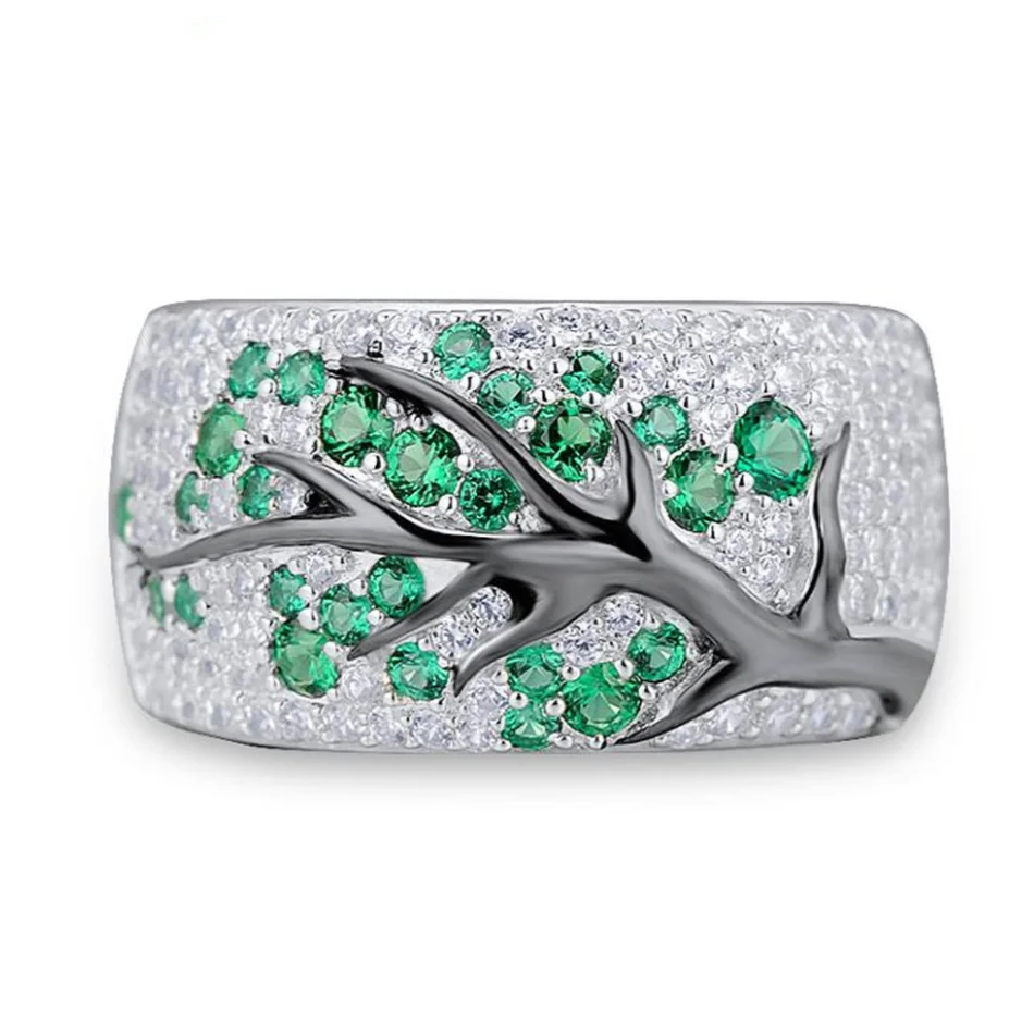 Роскошные серебряные кольца в виде цветка сливы ветки растения с узором розовое