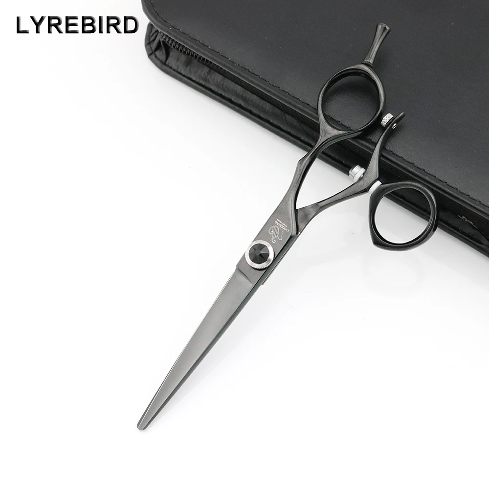 

Professional hair cutting scissors 6 INCH Black barber scissors 180 thumb rotatable Japan Lyrebird HIGH CLASS NEW