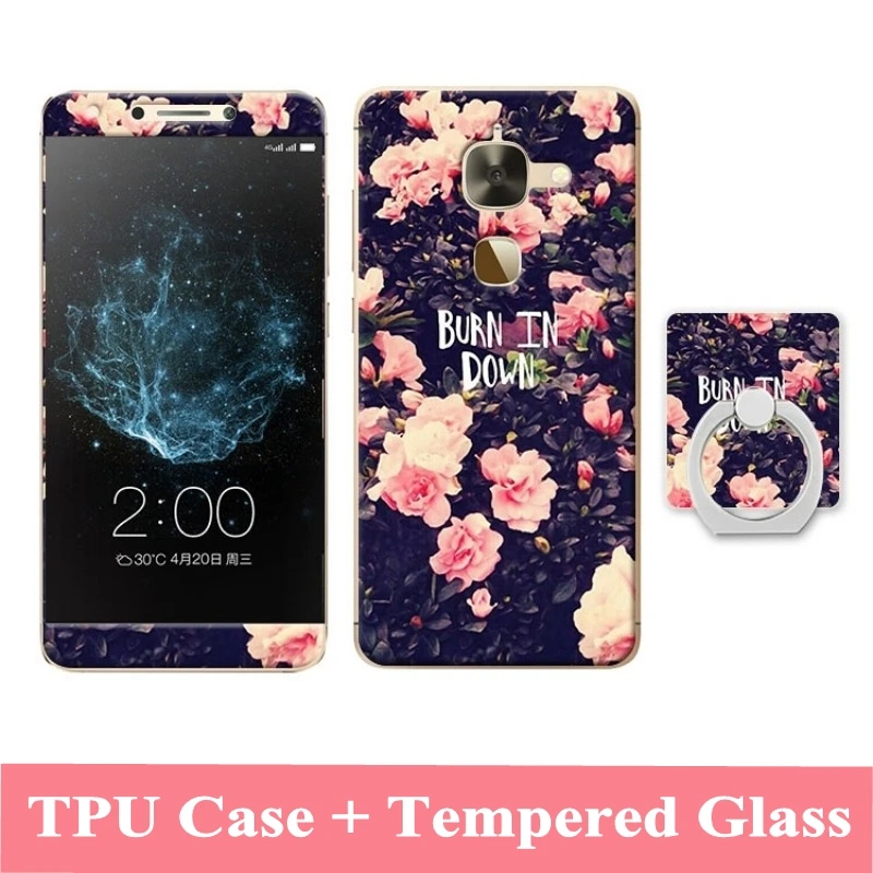3D Cartoon Case For Letv Le 2 X527 Tempered Glass Film Finger Ring TPU Kickstand Patterned Cover for LeEco Pro X620 | Мобильные