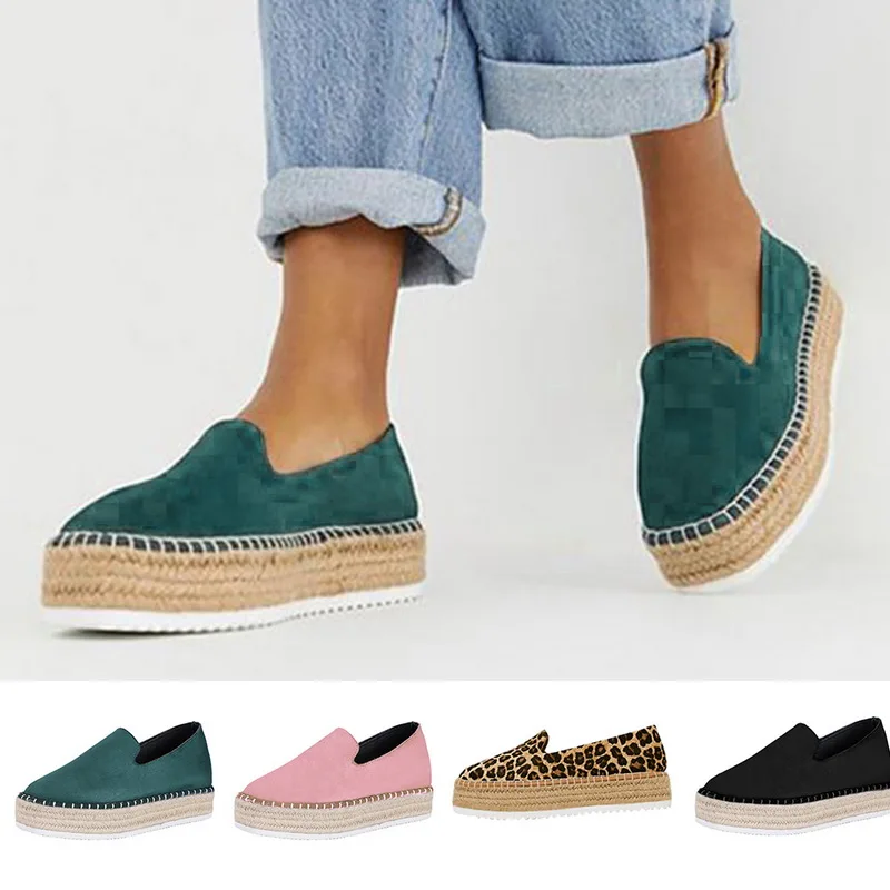 Эспадрильи из искусственной замши повседневные Лоферы без шнуровки женские