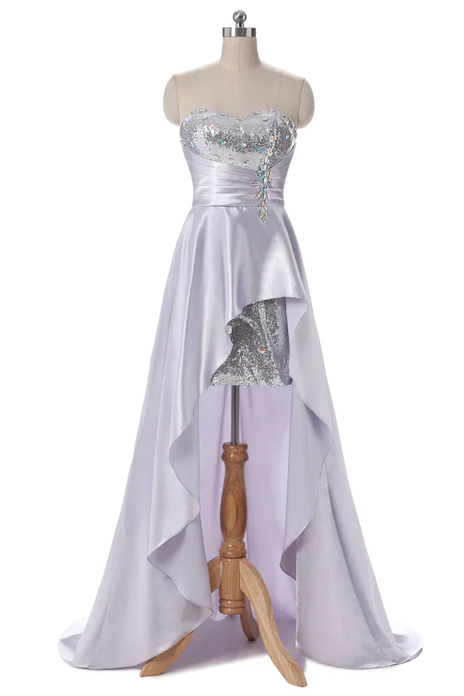 gray CEEWHY, вечерние платья с блестками и кристаллами, Длинные Abendkleider Vestido de Noiva, короткие спереди и сзади, Длинные вечерние платья со шлейфом для выпускного вечера - Цвет: gray