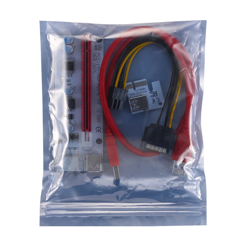 3 в 1 4-контактный Riser Card Molex PCI-E 6pin SATA 60 см PCIE 1x к 16x PCI Express для Antminer Bitcoin Miner Mining |