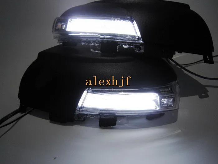 Июля король светодиодные фары зеркало заднего вида чехол для Volkswagen Tiguan 2010~ на; желтый указатели поворота+ DRL+ земля, 3 в 1