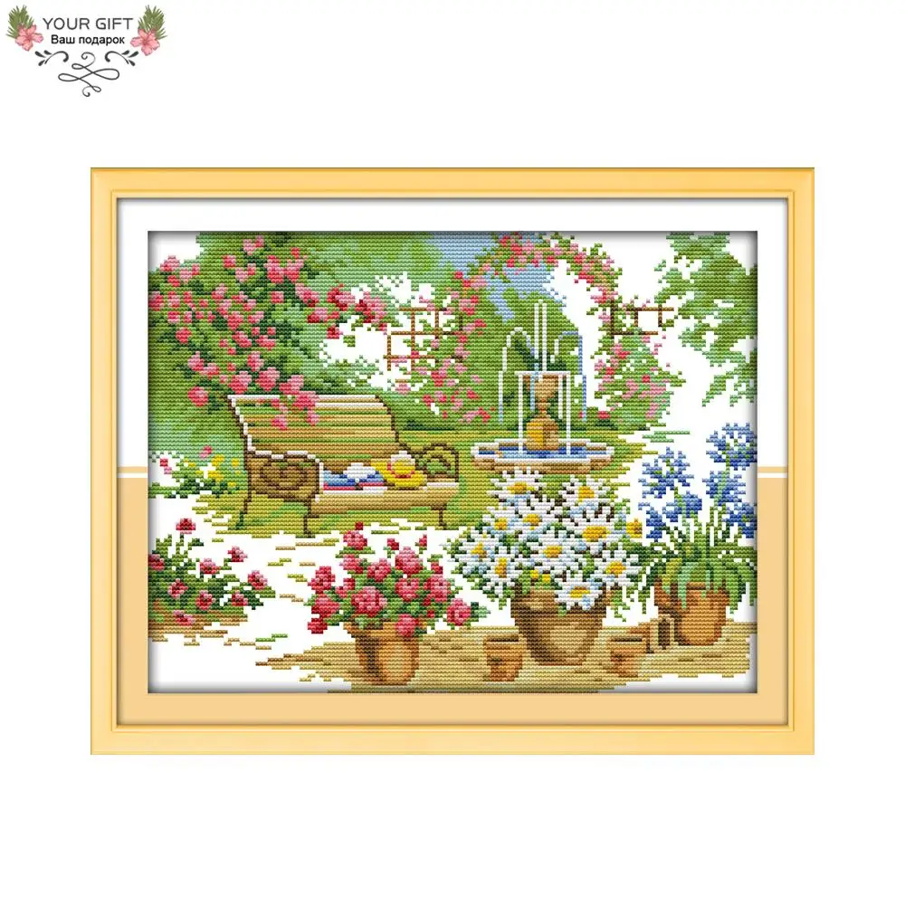 

Your Gift F379 14CT 11CT Counted and Stamped Home Decor The Beautiful Garden Needlework Needlecraft Embroidery Cross Stitch kits