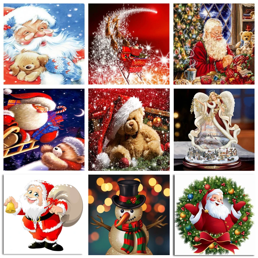 

Алмазная 5d картина «сделай сам», вышивка крестиком из Рождественская Алмазная вышивка, картина, Алмазная мозаика, новогодние украшения, под...