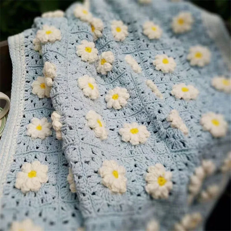 DIY вязание крючком детское одеяло подушка из фетра красочные полосы ромашки Коврики ручной работы скатерть модный ковер для Свадебная настольная дорожка