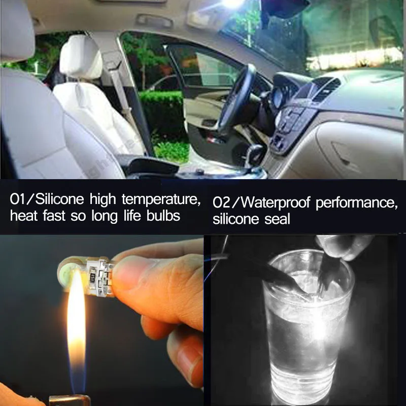 Фото Автомобильные светодиодные лампы T10 LED W5W, 6 шт., белые светодиодсветодиодный лампы 194 168, СВЕТОДИОДНАЯ Лампа 501 COB с силиконовым корпусом, автом... №3