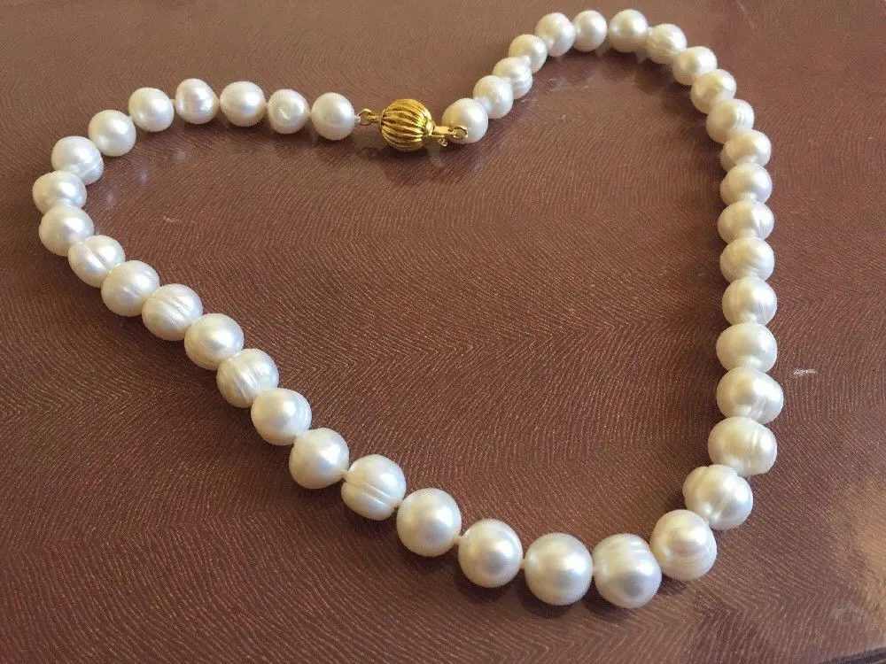 Ожерелье из 100% пресноводного белого жемчуга 9 10 мм подарок на Рождество|gift necklace|gift