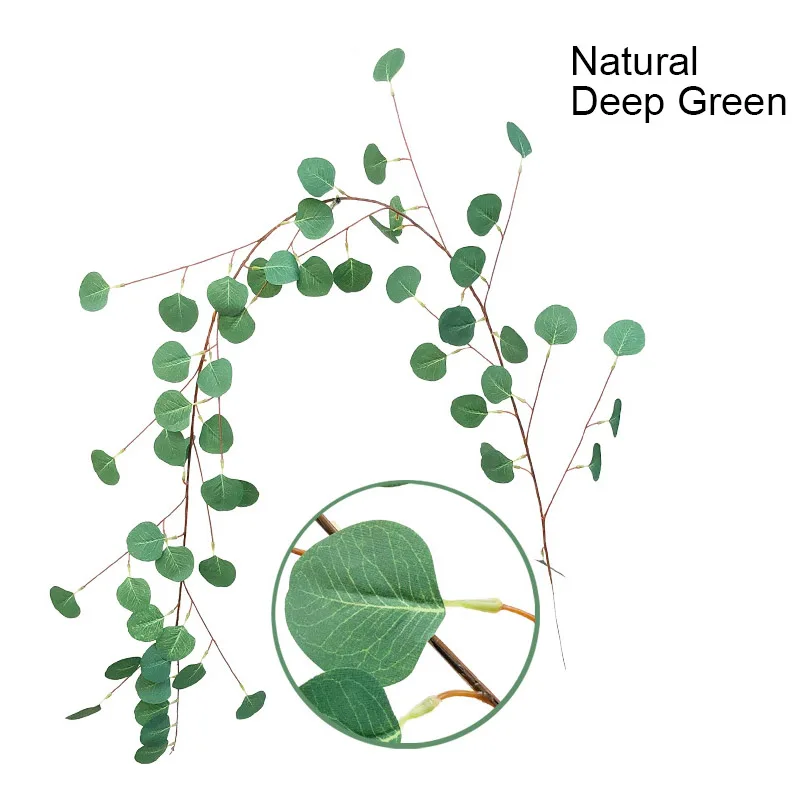 Natural Deep Green 2 м листья эвкалипта Свадебные вечерние украшения DIY Искусственные растения деревенский свадебный фон для помолвки невесты - Цвет: Natural Deep Green