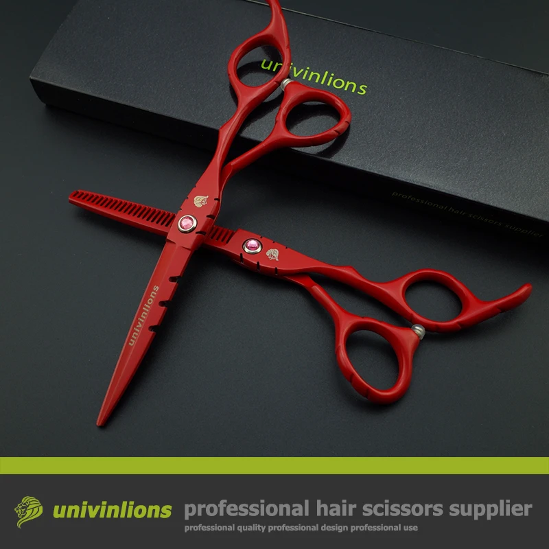 

6" red professional japan hair scissors set razor barber hairdressing cutting thinning tijeras peluqueria salon hair sissors kit