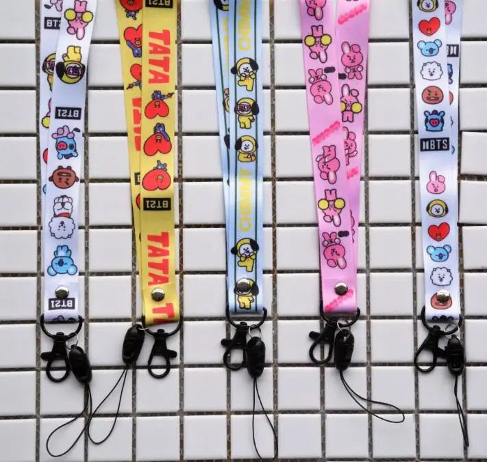 Лот 10 шт. Поп звезды BTS BT21 ключ бейдж со шнурком ID Держатели карт шеи ремни с