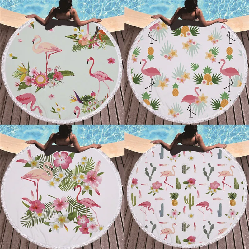 XC USHIO модное круглое пляжное полотенце Фламинго с кисточками 450 г микрофибра 150 см