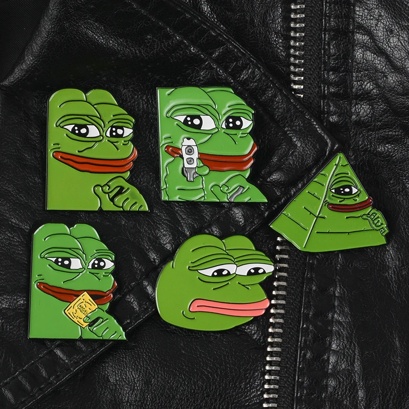 Мультфильм kermit Pepe коллекция Sad Frog Thinking Dringking meme Pin Back значки броши на ощупь плохой человек на ощупь хороший человек