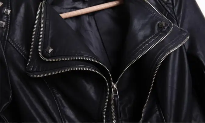 5XL plus size women jacket 2018 fashion Women's new spring and autumn leather rivets Slim motorcycle coats | Женская одежда