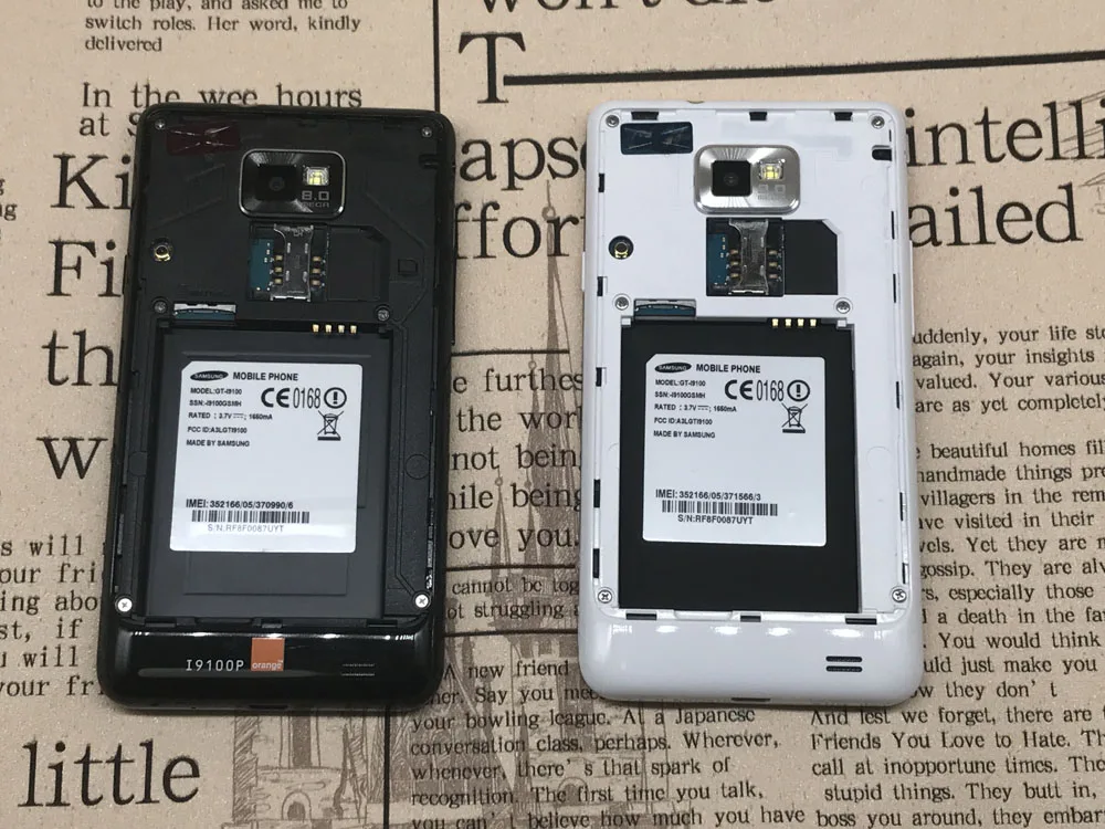 Разблокированный Samsung GALAXY S2 I9100 Мобильный телефон Android Wi-Fi GPS 8.0MP камера ядро 4,3 ''1 Гб RAM