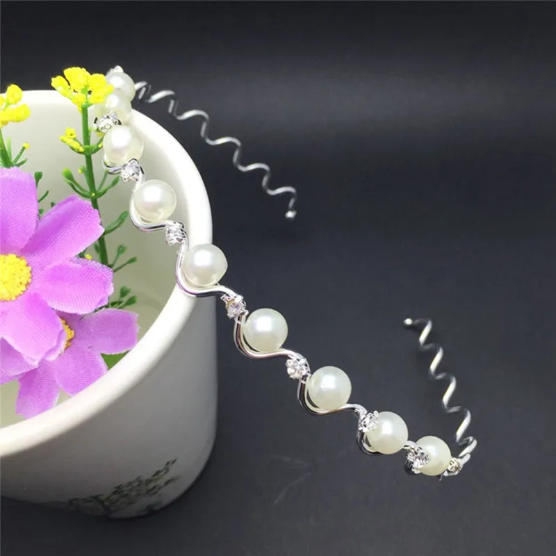 Роскошный круглый обруч для волос с искусственным жемчугом PINKSEE 6 стилей черный