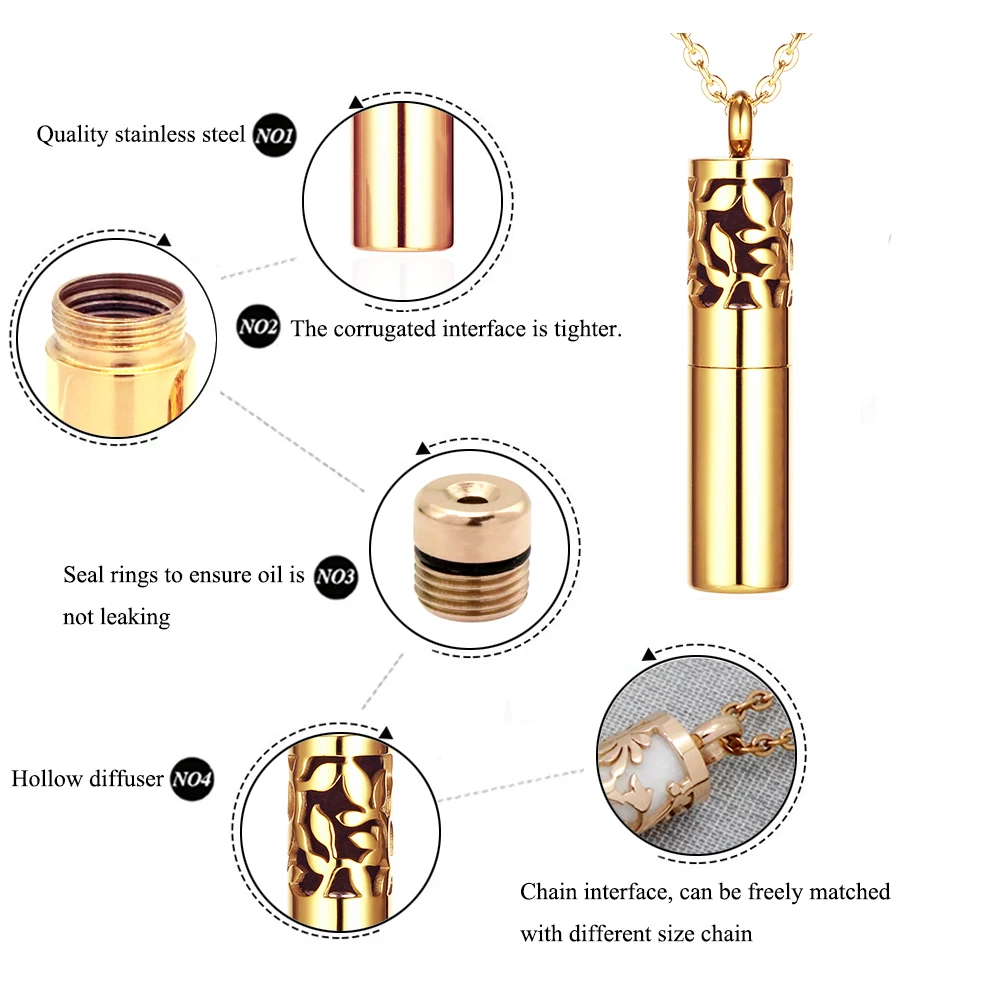 Цепь диффузор ожерелье женщин из нержавеющей стали эфирное масло медальон Пара