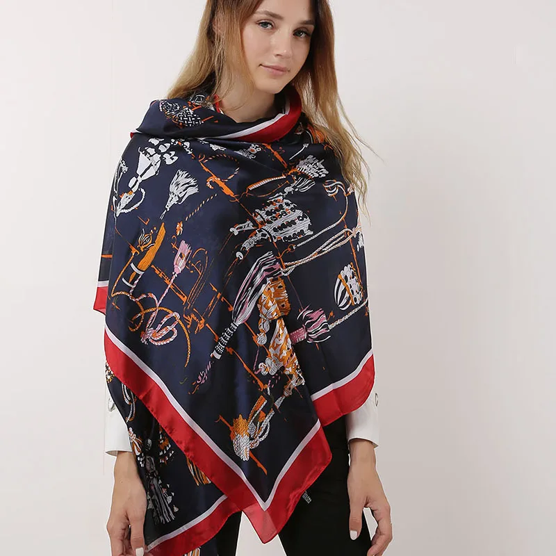 YILIAN Brand Print Classic Traditional Hang Pattern Silk Women Head Scarf New Wild Basic Fashion Section SF1119 | Аксессуары для
