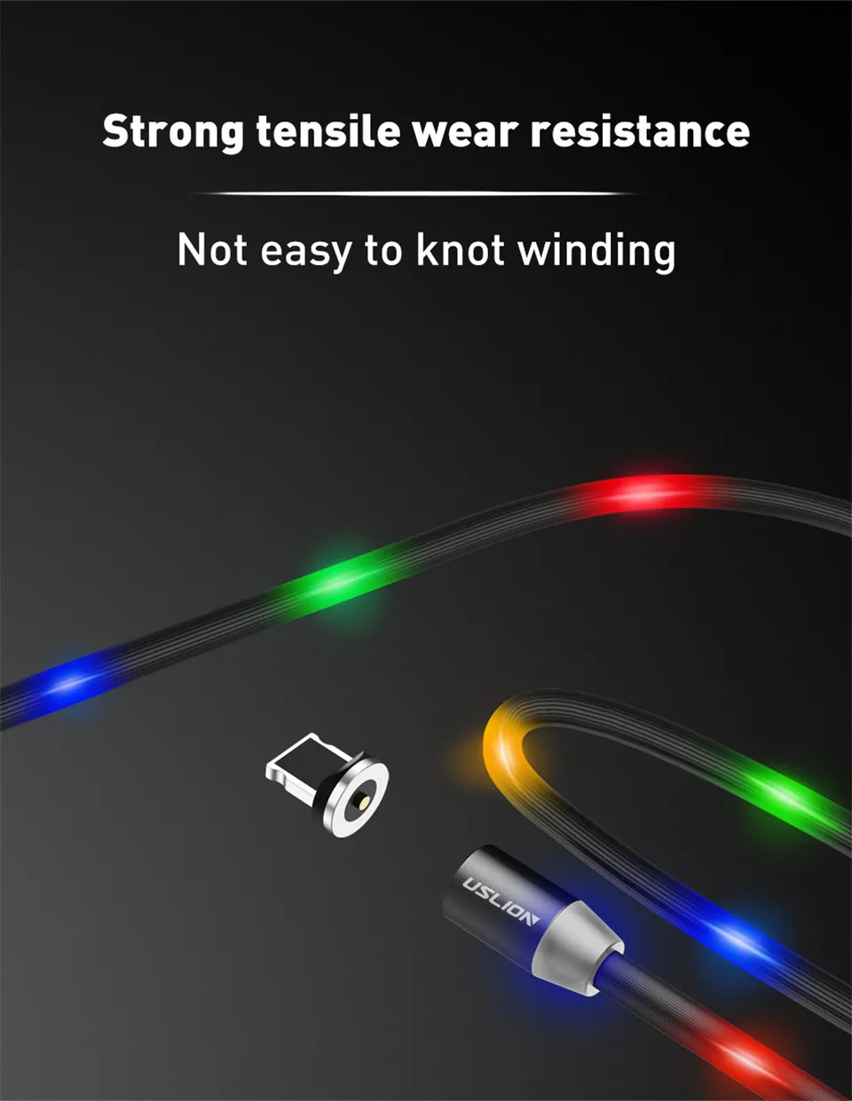 USLION 1 м светодиодный магнитный кабель mi cro usb type c кабель для зарядки 2.1A type-c кабель для Xiaomi mi 9 samsung S9 магнитное зарядное устройство