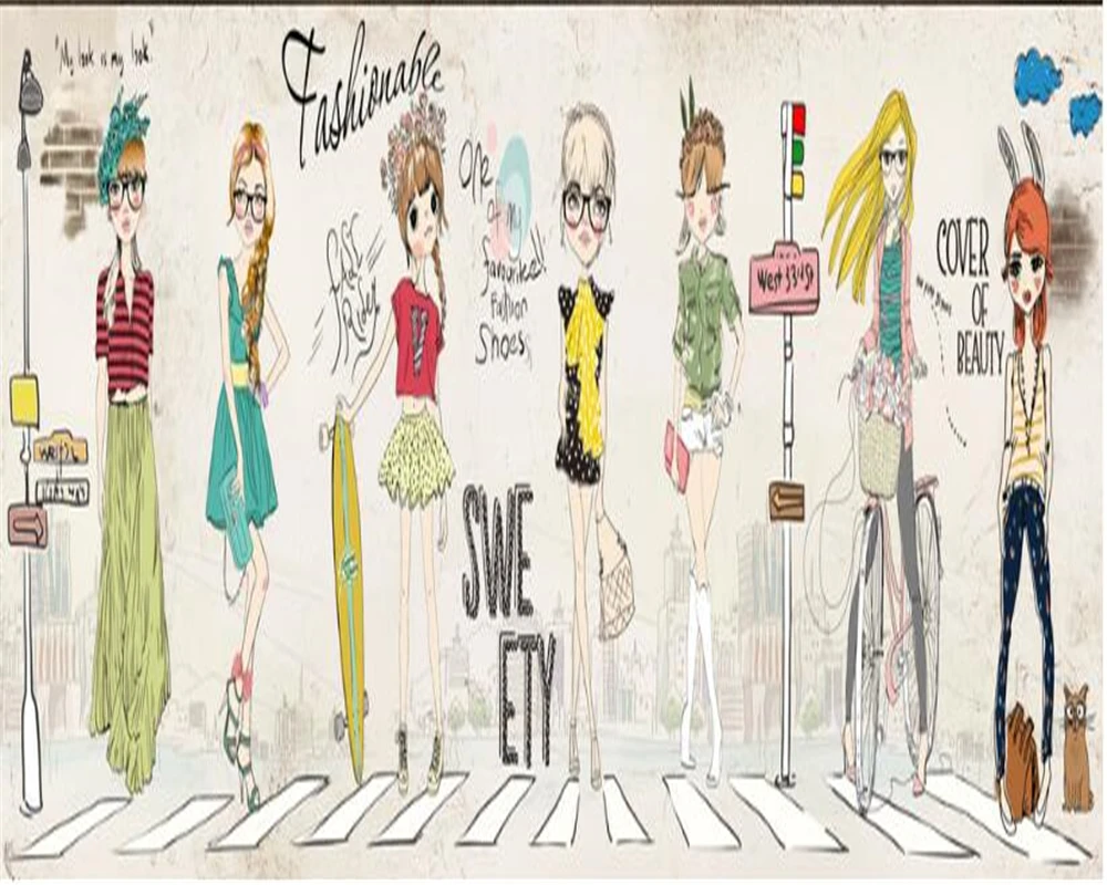 Декоративные обои beibehang с персонализированным граффити ручная роспись