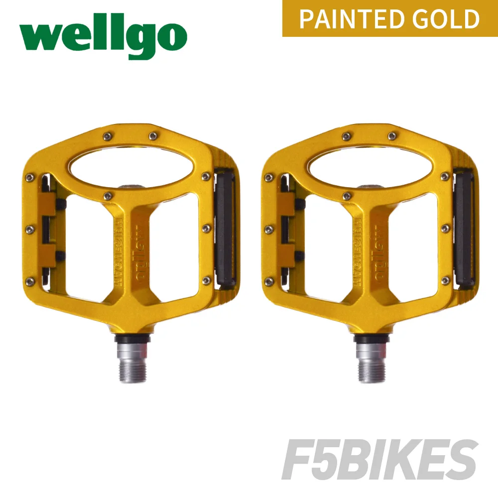 Gold Wellgo MG-1 MTB педали 2 герметичные подшипники велосипедные педали для bmx дорожный горный велосипед педали широкие из магниевого сплава велосипедные педали - Цвет: Gold