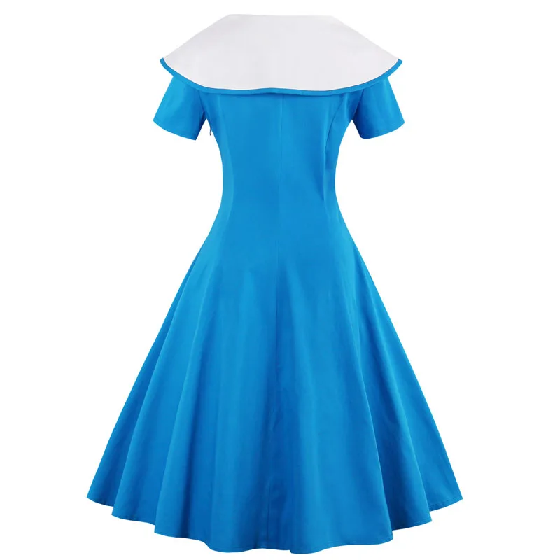 Wedtrend Винтаж 1950 S Стиль леди платье летом Для женщин синий Булавки на короткий