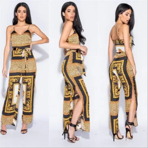 2019 Africa special custom spring and summer fashion ethnic costumes halter top jumpsuit | Тематическая одежда и униформа
