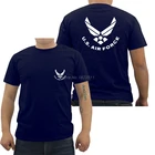 Новая модная Повседневная Мужская хлопковая футболка, новинка, США Военно-воздушные силы ВВС США маленький спереди большие логотипом на спине в морском стиле футболка классная Футболки-топы в уличном стиле