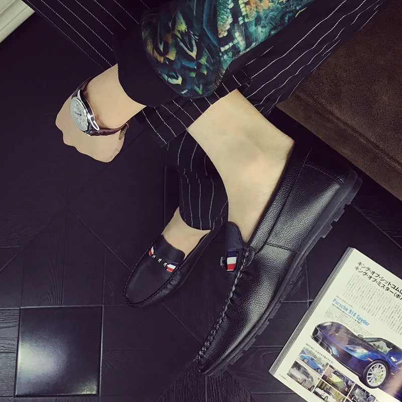 summer 2017 edition tide breathable shoes fashion slip-ons loafers slipp black white men's youth leisure | Обувь