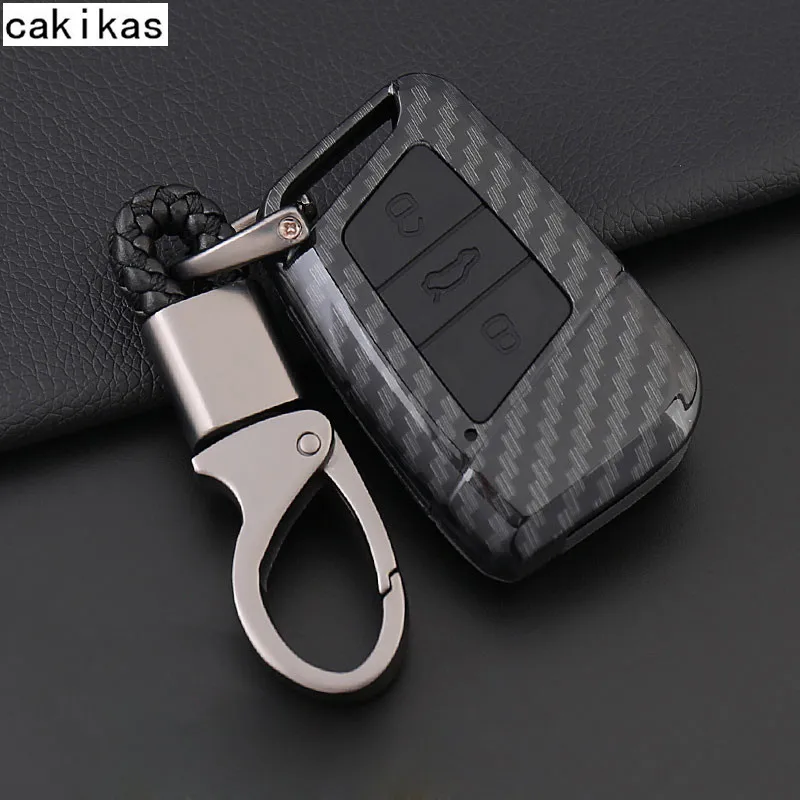 Углеродное волокно + силиконовый чехол для ключей VW Polo Golf 7 Tiguan Skoda Octavia Kodiaq Karoq SEAT