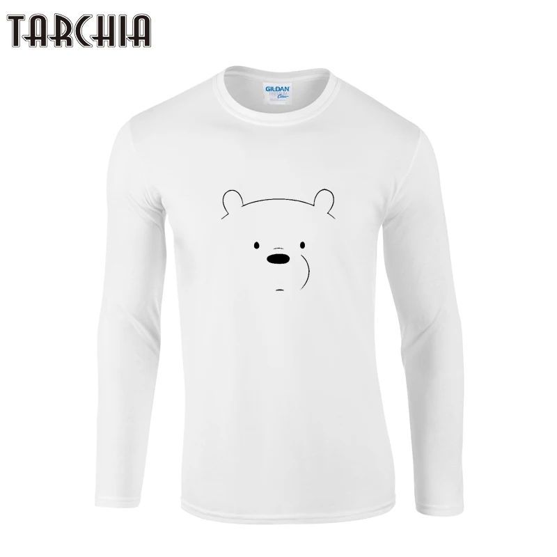 

Футболка TARCHIA мужская с принтом медведя, модная тенниска оверсайз с длинным рукавом, хлопковая майка, одежда