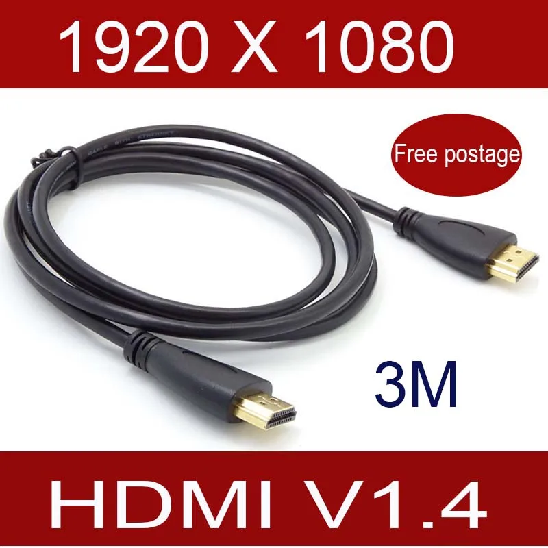 

10pcs 9FT 3meter HDMI V1.4 Gold Plated Connector Cable 1080P 3D for HDTV DVD