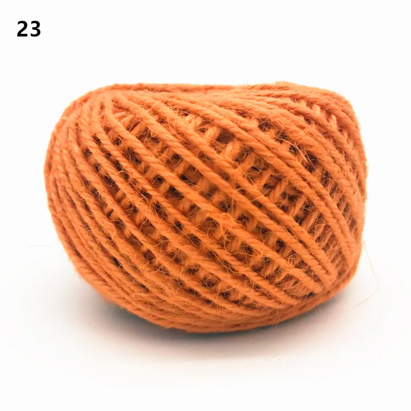 23 Orange Пеньковая веревка 50 м диаметр 2 мм многоцветная пеньковая веревка DIY аксессуары для рук в стиле ретро цветная подарочная упаковочная веревка - Цвет: 23 Orange