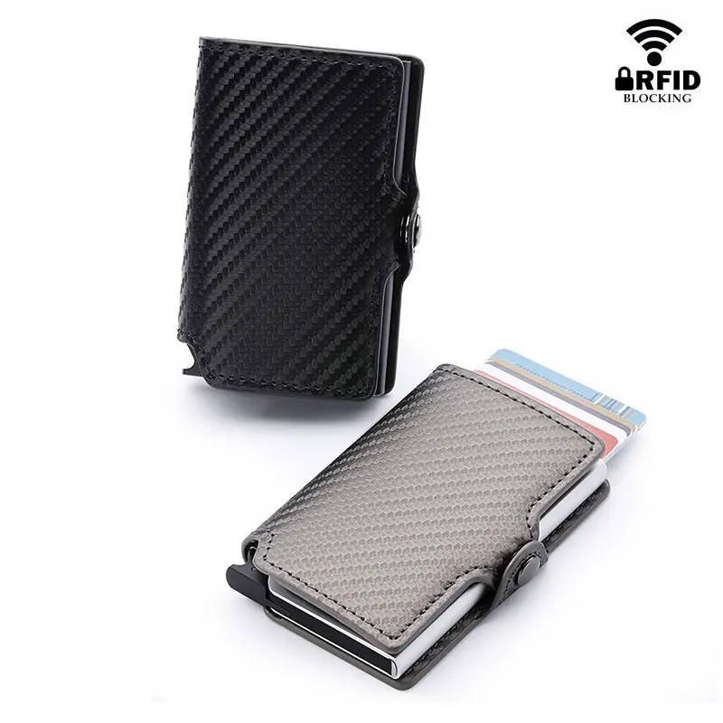 Модный мужской кожаный кошелек RFID из углеродного волокна для кредитных карт