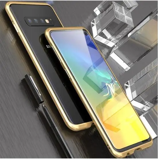 Изогнутый металлический бампер Luphie для samsung Galaxy S10 S10 Plus, противоударный чехол, ультра тонкий алюминиевый бампер, рамка для samsung S10e - Цвет: Gold