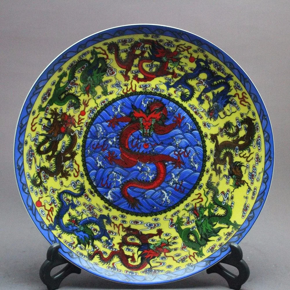 antique QingDynasty porcelain plate pastel drgaon Hand painted crafts Home Decoration collection &amp adornment | Дом и сад