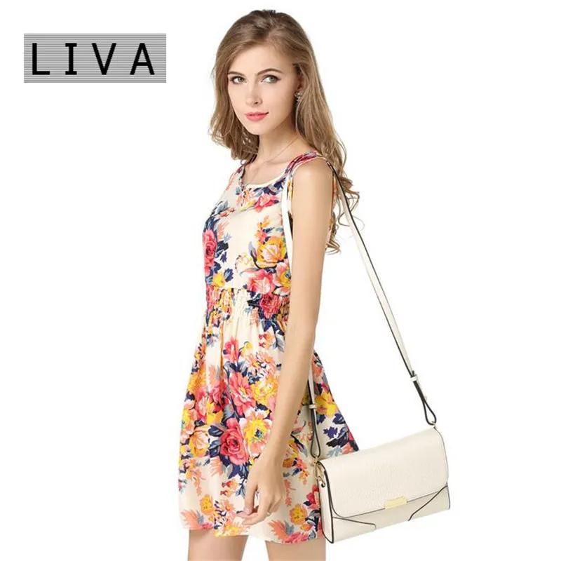 Женское мини платье с круглым вырезом короткое ТРАПЕЦИЕВИДНОЕ без рукавов