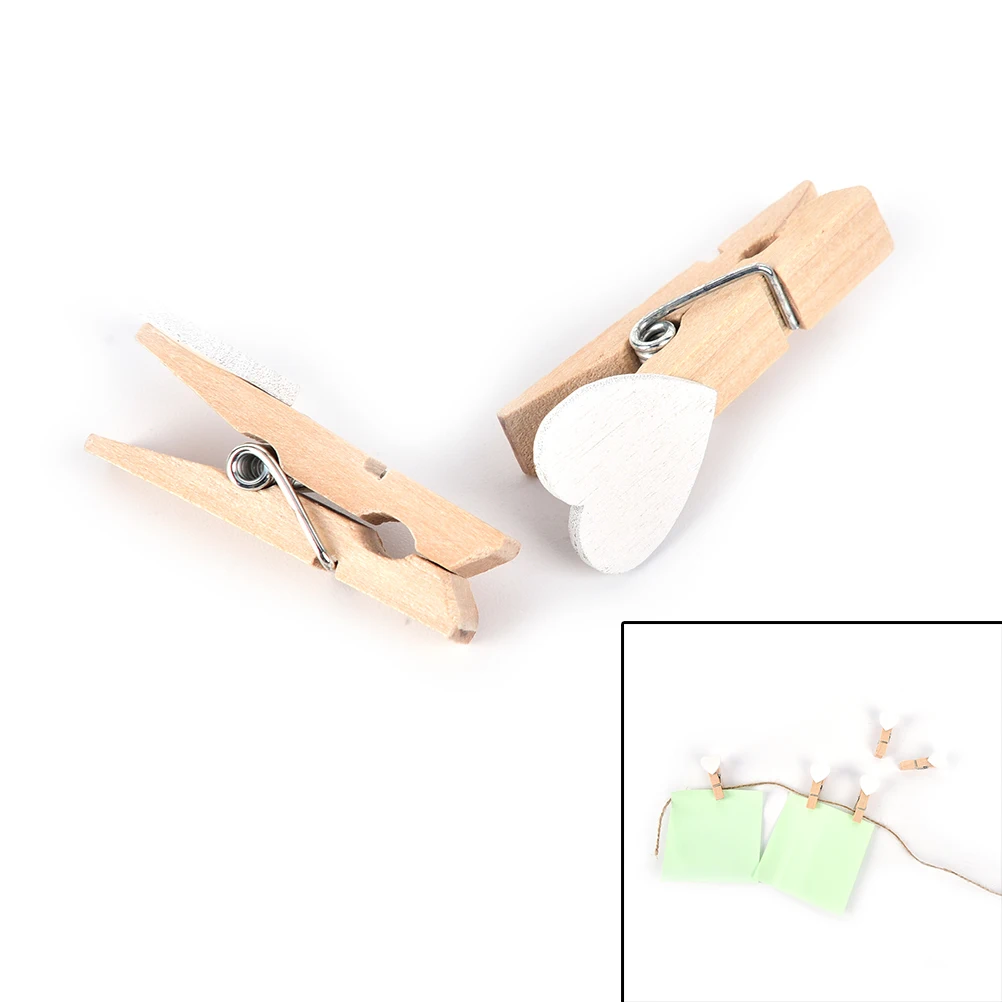 10 шт. мини деревянные зажимы в форме сердца для фото зажим украшения дня рождения