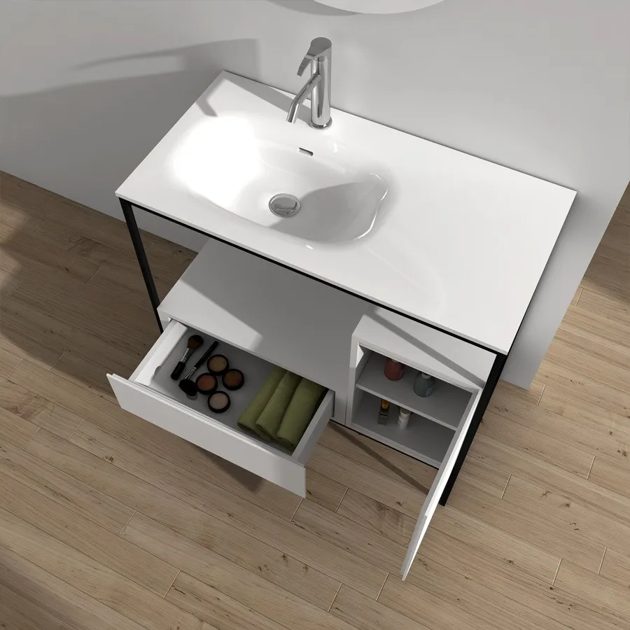 

900mm Bathroom Furniture Vanity Cabinet Blum Soft Close Top Solid Surface Washbasin Floor Mounted 2114