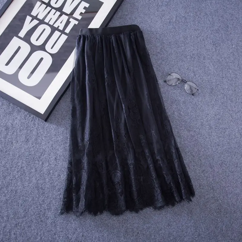 Лидер продаж Цветочная вышивка длинная Плиссированная юбка из тюля новинка 2019