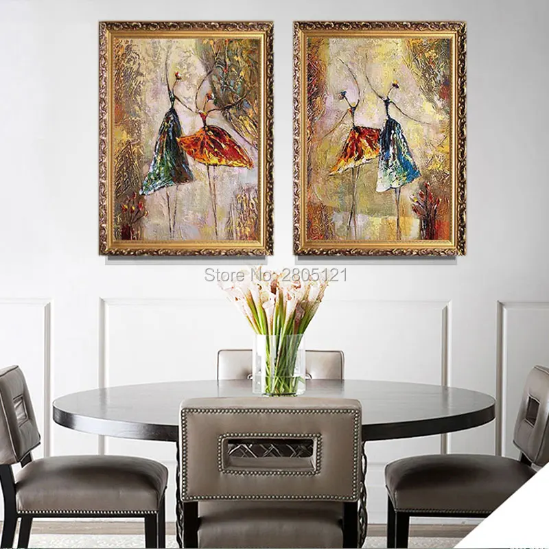 Ручная роспись Современная картина маслом на холсте балетные танцоры модульные