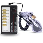 Насадка На пенис для взрослых с электрошоком, клетка целомудрия, мужские секс-игрушки, электрическая клетка для пениса кольцо верности для пениса, устройство для мужчин CB6000