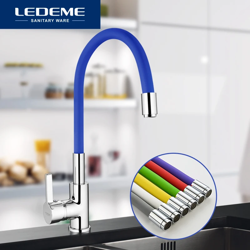 LEDEME Смеситель для кухни с силиконовым изливом латунь L4898|kitchen faucet|brass kitchen faucetkitchen