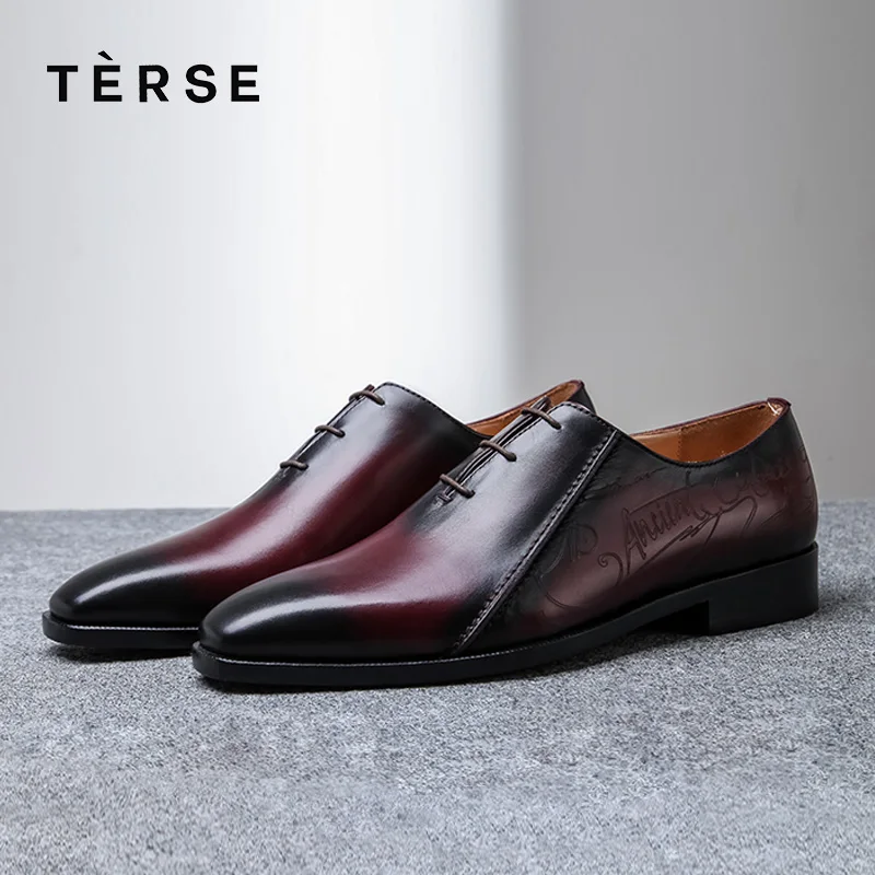 TERSE 100% Handmade shoes Genuine Italian Leather Luxury Men Shoes Lace-Up Business Casual Fashion Flats 15770-26 | Обувь